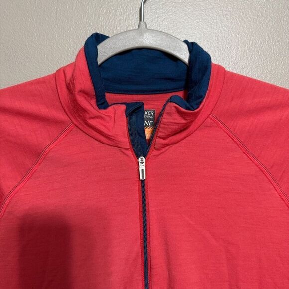 Icebreaker merino wool 1/2 zip salmon pink/navy size women’s large - Picture 3 of 5